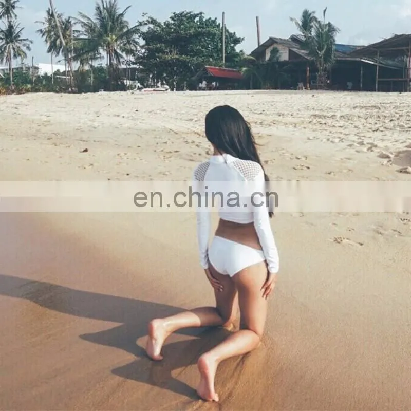 OEM white anti-UV rash guard for lady