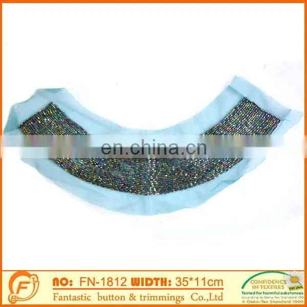 blue sequin collar with plastic piece for fashion garments clothing