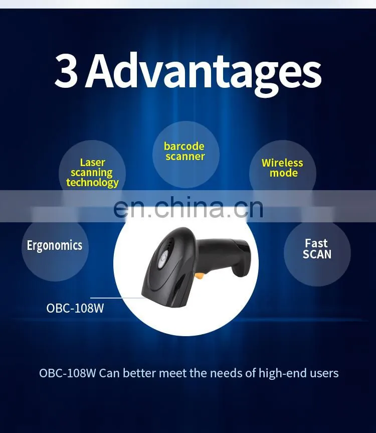 Wireless USB 1D Laser Barcode Reader Portable Scanner Wholesale