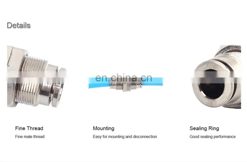 wholesale pneumatic nickel-plated brass straight through push to connection pipe fittings