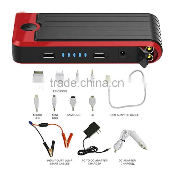 Dual usb port power bank car Jump Start car battery pack with LED