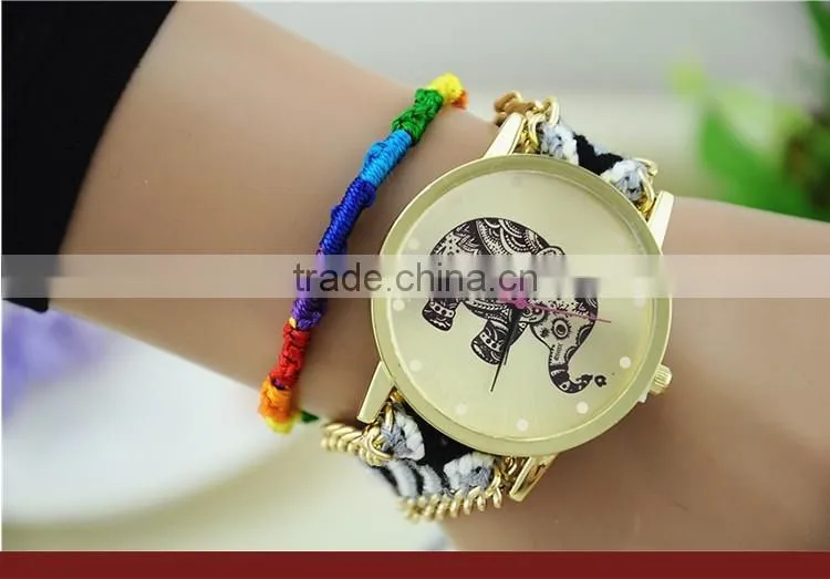 Handmade Braided Friendship Bracelet Watch New Arrival Geneva Hand-Woven Wristwatch Ladies Quartz Gold Women Dress Watches