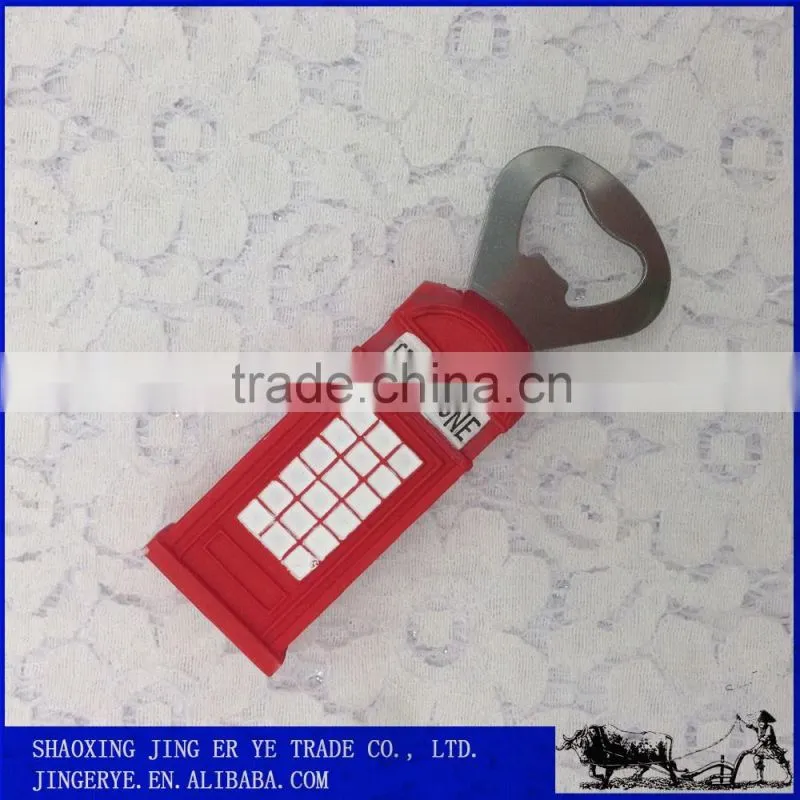 resin red telephone booth design bottle opener