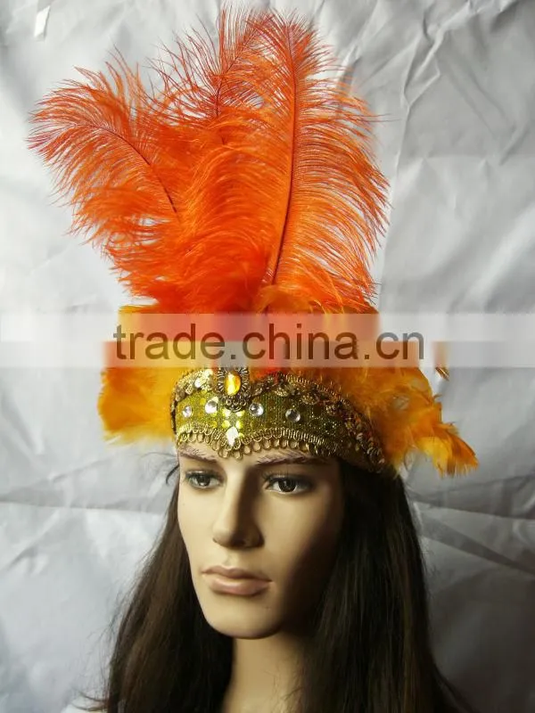 Magnificent Carnival Headdress (Orange Color) Lady headdress With Feather