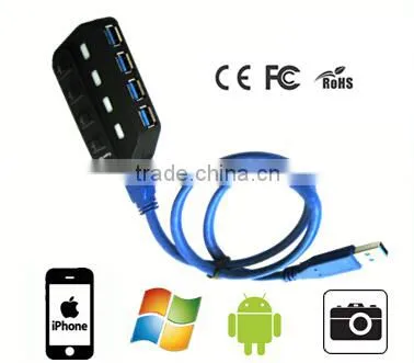 4 Port USB3.0 Hub with Idividual Switch and LED Indicator