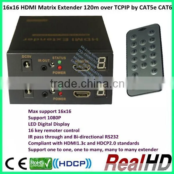 2015 16x16 HDMI Extender 120m over TCP/IP by CAT5e/6