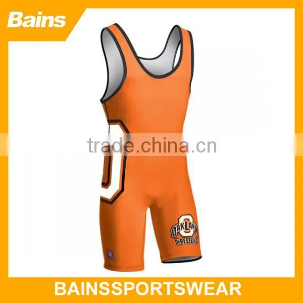 Lycra fabric cheap sublimated wrestling singlets for sale