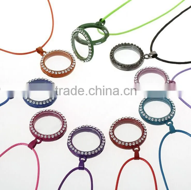 2015 new arrival colorful heart shaped floating lockets necklace
