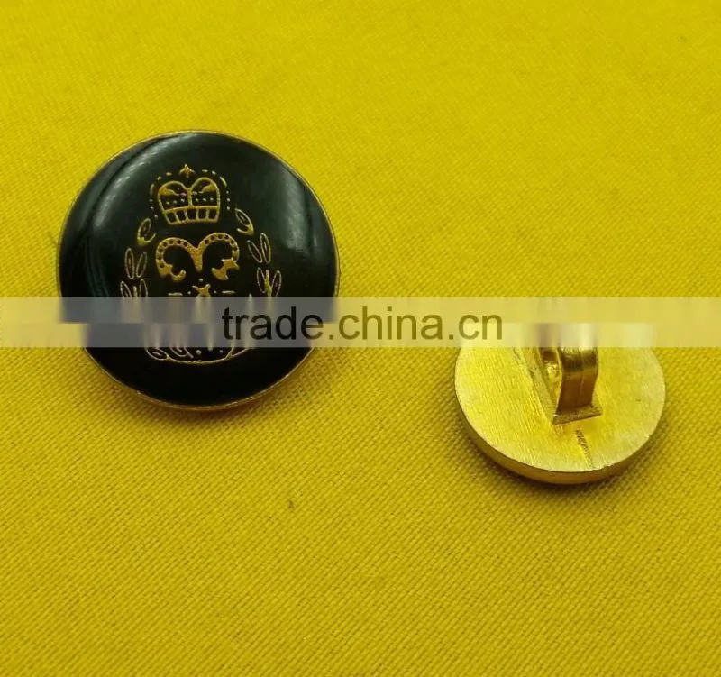 Black Enamelled Metal Shank Button For Dress --- MJ3689