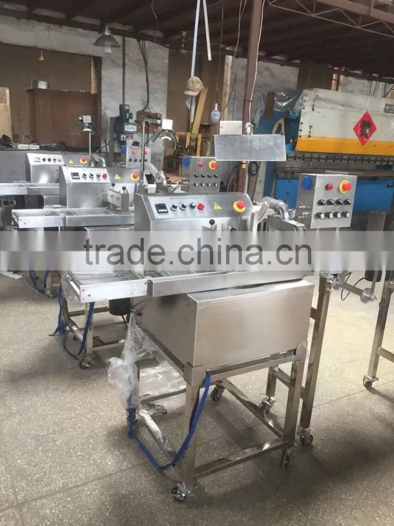 Hot Sale Manufacturing sautomatic peanut coating machine, chocolate candy coating machine, chocolate enrober machine(ZQ-YMTC15)