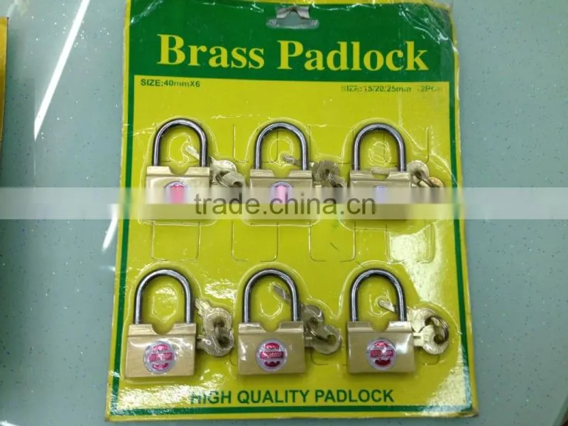 brass color blister card packing cheap padlock