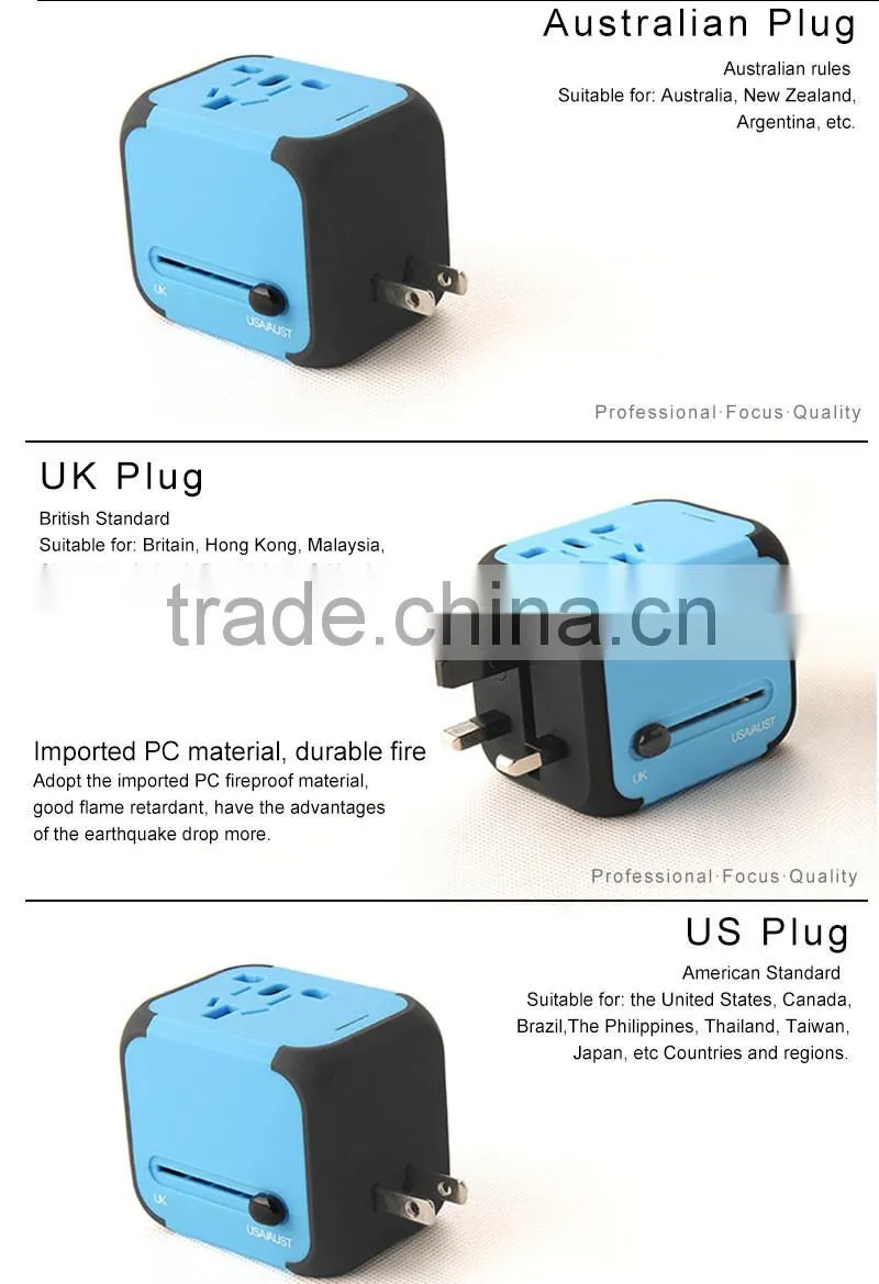UK/US/EU Standard Universal Travel Adapter 5V 2.4A Output