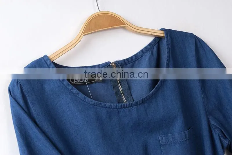 2015 New arrival elegant woman dress cheap wholesale denim dress fashion slim jean dresses