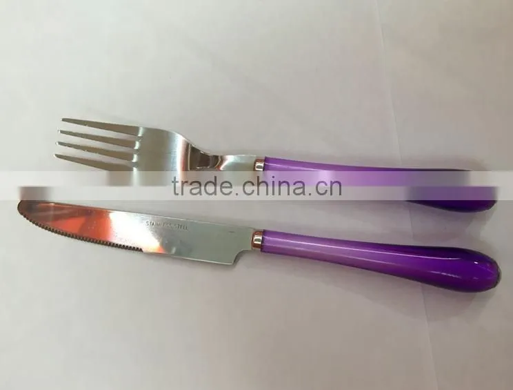 purple color handle cutlery sets with stainless steel material, cheap price