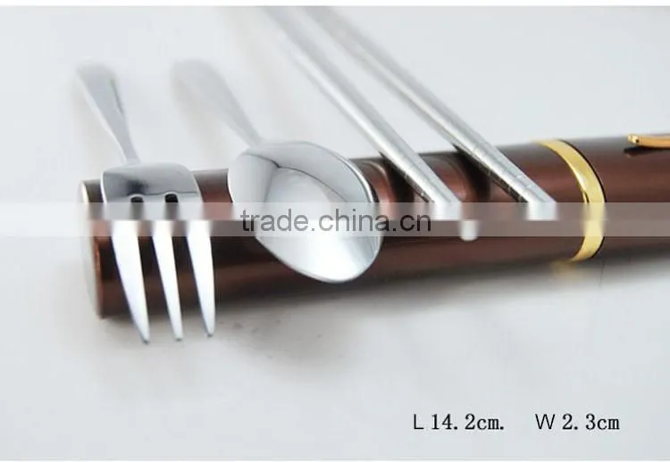 Outdoor mini stainless steel folding chopsticks spoon fork kits