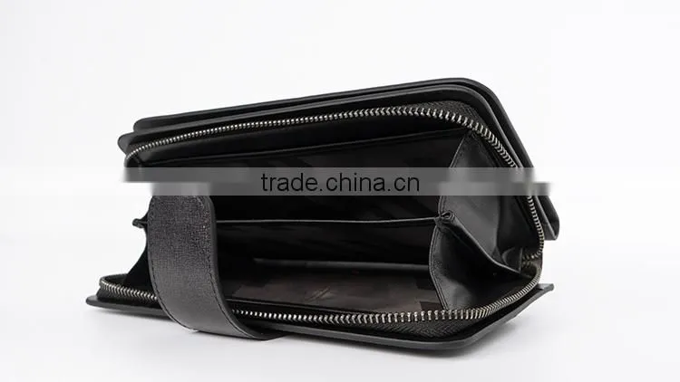 Brown Smooth Leather Men's Carrying Wallet Case Clutch Cell Phone Zippered Pouch