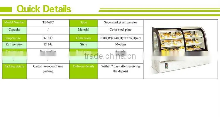 Marble glass cake refrigerator, commercial cake display cooler