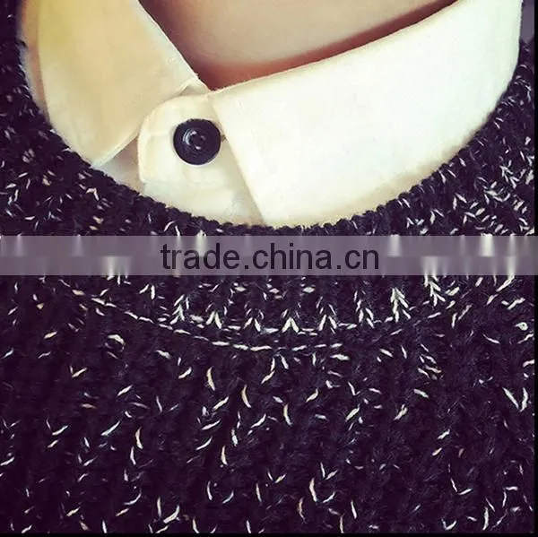 2015 autumn winters splicing stripe round collar sweater for color combination sweater