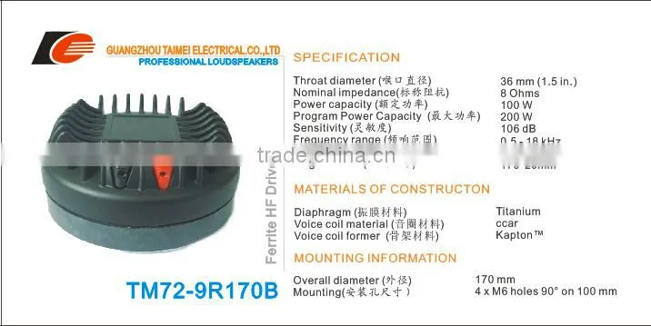 72.2mm titanium daiphragm active karaoke speaker driver unit