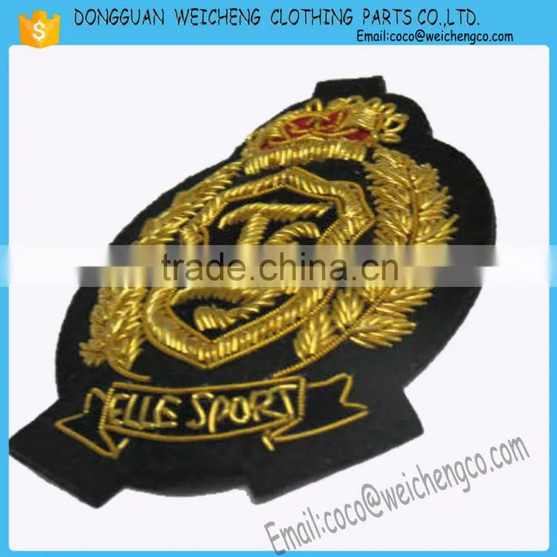 hand embroidery badges/Hand Embroidery Bullion Wire Badges