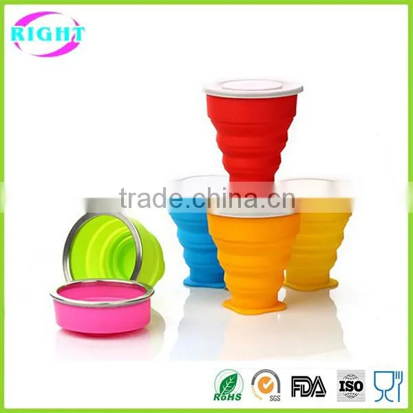 Portable cheap drinking cup foldable silicone cup