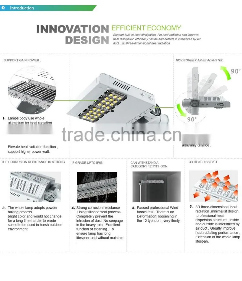 CE Rohs Adjustable Arm Meanwell Driver 100-140lm/W Different Beam Angle Modular Design 40W LED Street Light Manufacturer