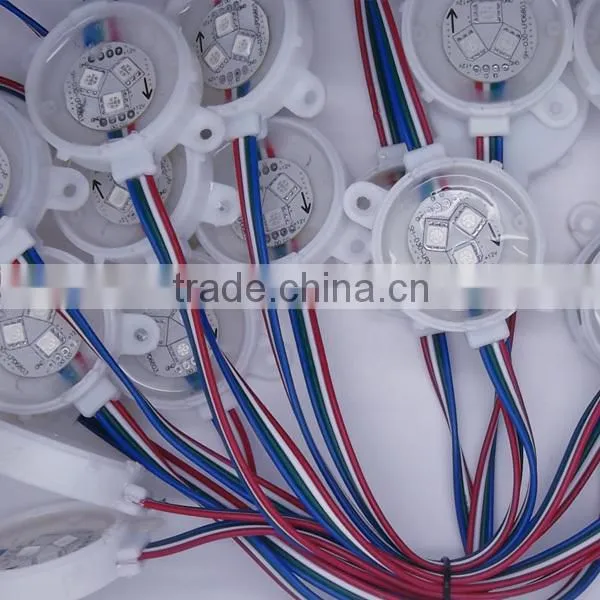 45mm ws2811,ws2801,USC1903,LPD6803,DMX512 led modules Milky case waterproof IP68 DC 12V Led pixel 3 pcs leds inside