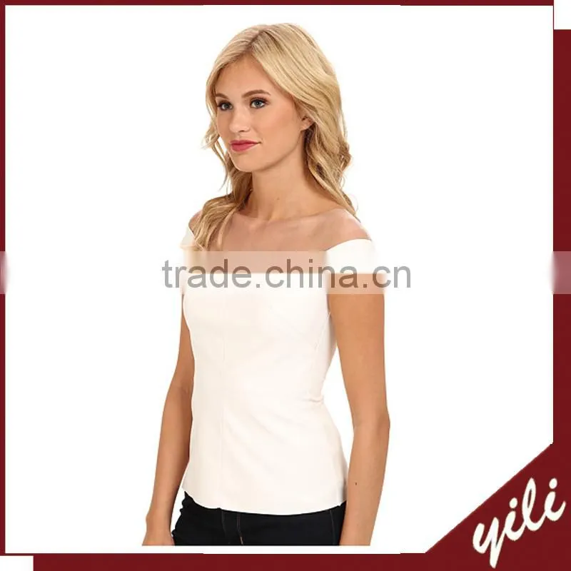 new model Off-the-shoulder look with cap sleeves t shirt women's blouse