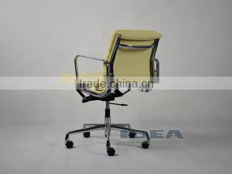 Replica Charles and Ray Low Back Soft Pad Desk Chair EA217 - Cream White Color Genuine Leather