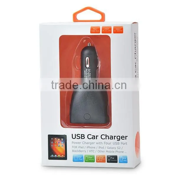 2016 new design adapter 4 port usb car charger for mobile phone