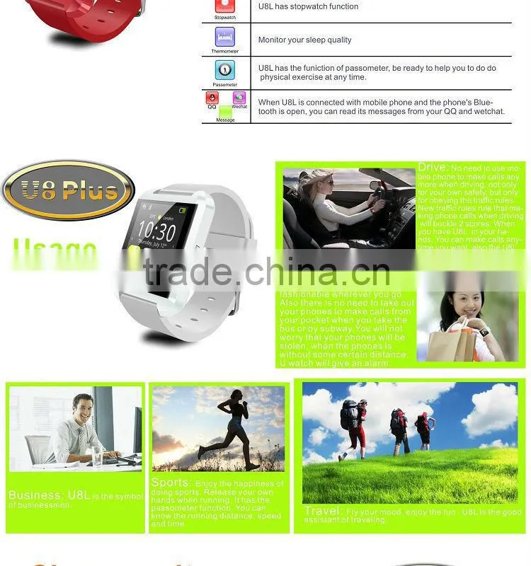 Bluetooth 4.1 version U8 smart watch for IOS and Android phones, 2015 new innovative products smart wrist watch, sports watches