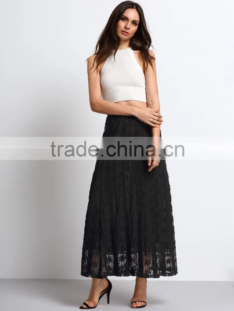 lace flare latest long skirt design for ladies