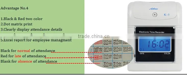 LCD display card punch time clock/card punch time clock machine
