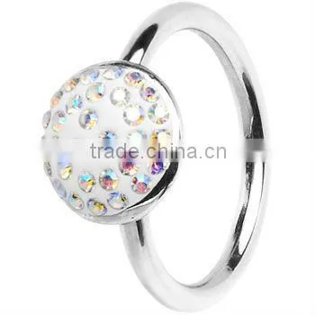 16 Gauge 3/8" Red Heart Crystal Ice Captive Belly Ring
