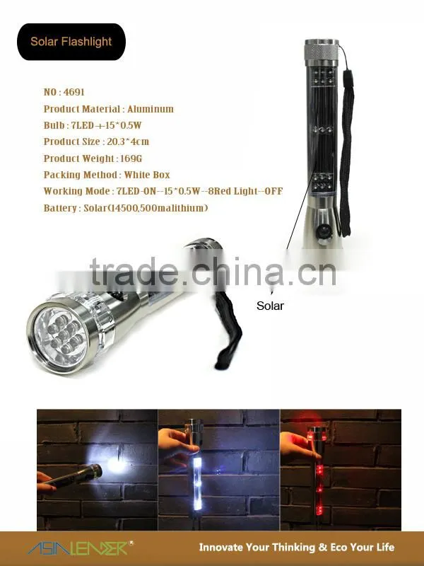 High Quality Useful Solar LED Aluminum Flshlight