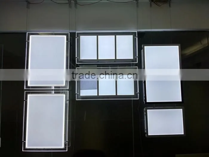 Hanging Battery Powered LED Pictures Frame Light Acrylic Magnetic Real Estate Agent Triple LED LIght Box
