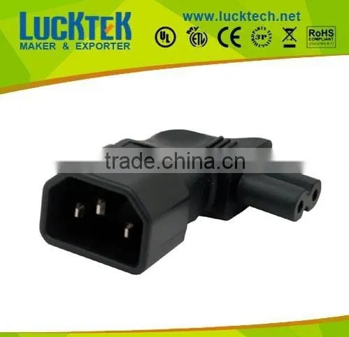 IEC 320 C14 male to IEC C7 vertical left right angle power adapter