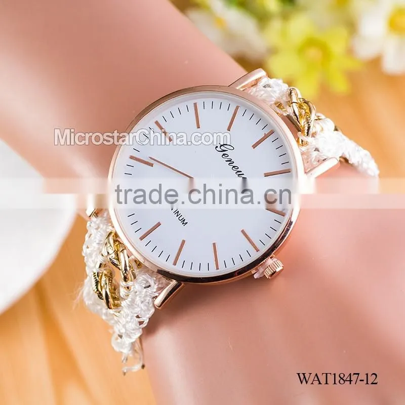Women New Classic Geneva Ethnic Braided Analog Quartz Chain Bracelet Wrist Watch