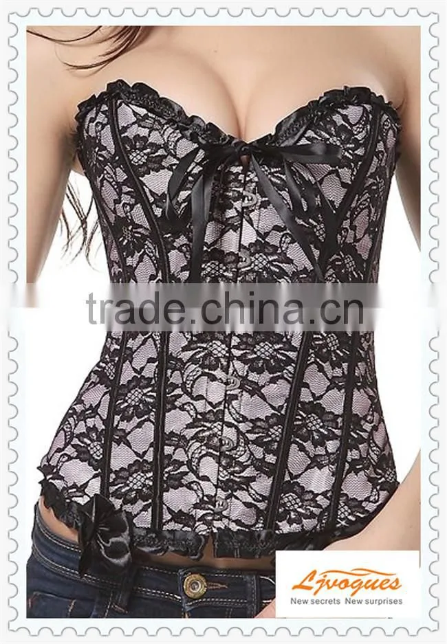 On sale overbust corset waist training top dance club corsets with Lace up