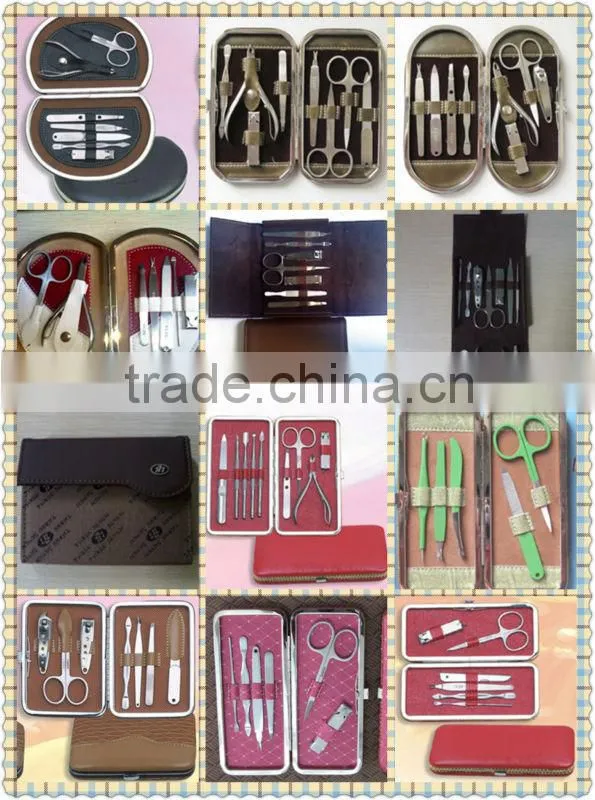 MRT-065 Fashional PU bag stainless steel 9pcs manicure set