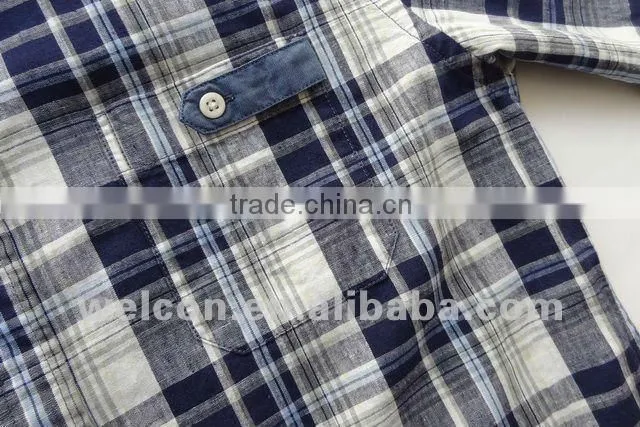 Latest brand design European style slim fit casual plaids fancy fashion men linen shirts