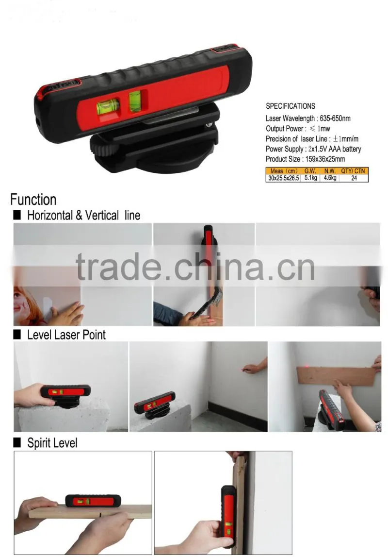 Line&dot laser multi-function pen laser spirit level with flashlight