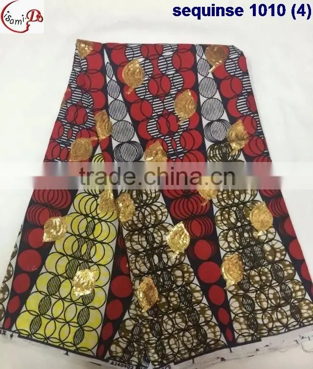 sequinse 1010 (6) different color design African wax with Sequins wax fabric