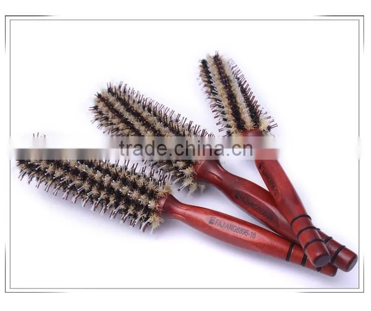 Roll Hair Care Brush Hairdressing Styling Curly Comb With Wooden Handle
