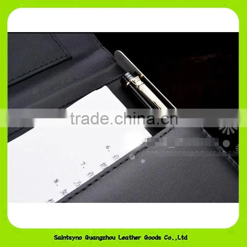 high quality eco friendly hard cover leather a4 conference folder black
