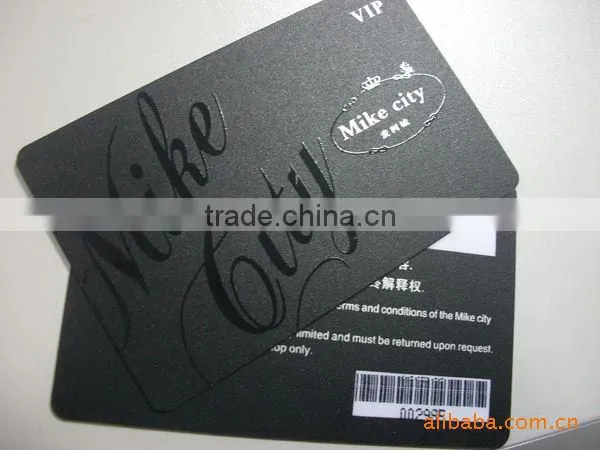 Matt black plastic card with gloss logo