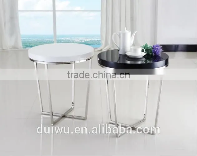 2016 simple round wooden material stainless steel table