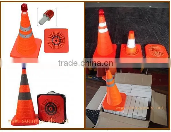 Simple use Orange Cloth Retractable pop up Safety Cone