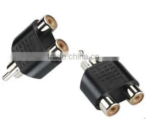2016 new arrival 1x RCA Male to 2x RCA Female Audio Video Stereo Splitter Adaptor Socket