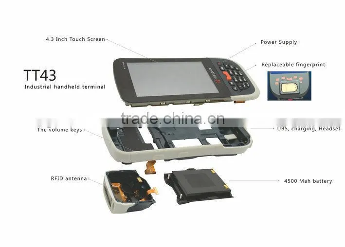 Android 4.4 OS portable UHF RFID handheld reader and writher with 4.5inch screen